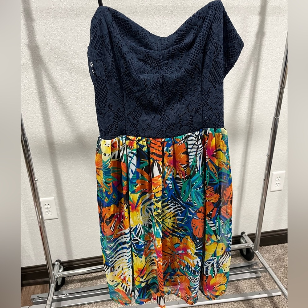 Strapless Patterned Juniors Dress - image 1